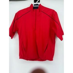 Zorrel‎ Mens Red Short Sleeve Pullover Windbreaker Golf Jacket Size Medium